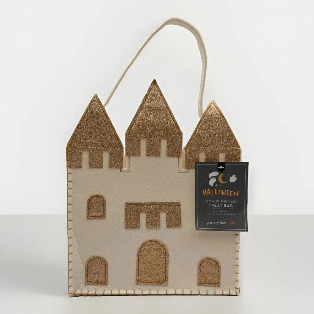 Pottery Barn Glow in the Dark  Halloween Castle Trick or Treat Bag NWT Princess